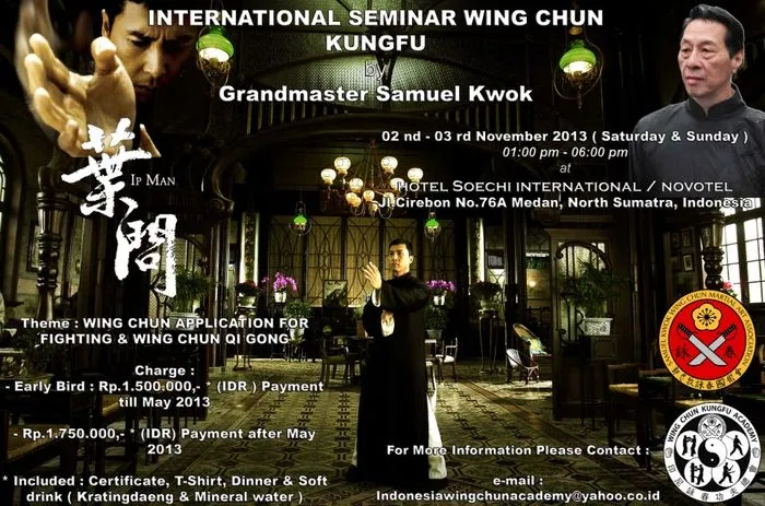 poster advertising the Wing Chun Kung Fu seminar with Samuel Kwok in Indonesia